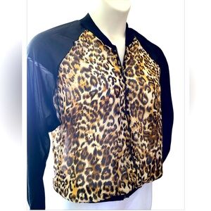 22) Leopard Print Bomber Zipper Jacket Plus Size